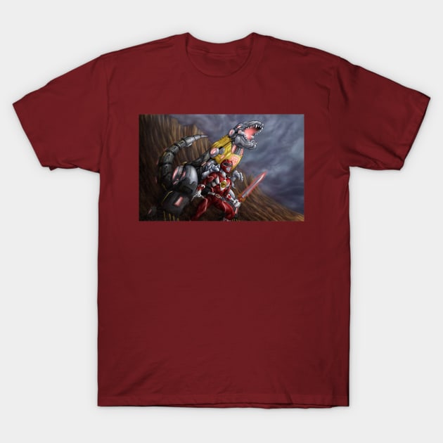 Red Ranger & Grimlock T-Shirt by AdamCRivera